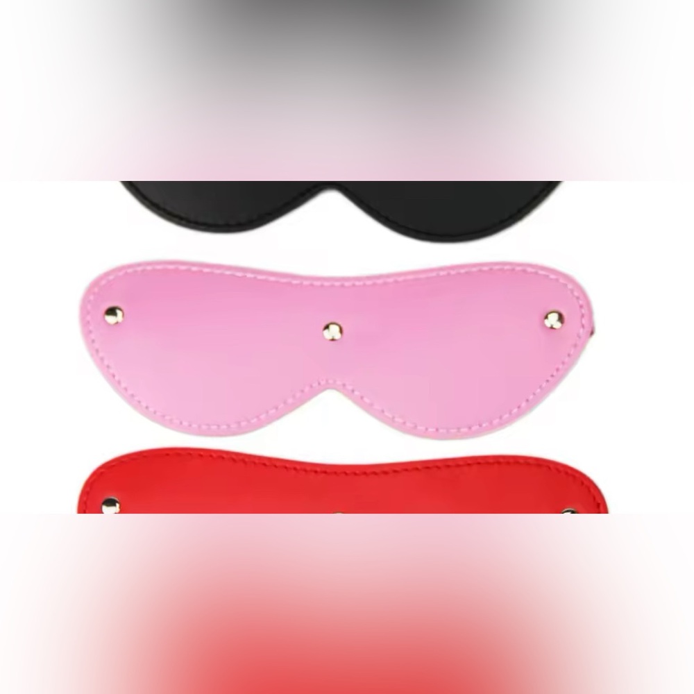 Pink PU Leather 3 Stud Eye Mask